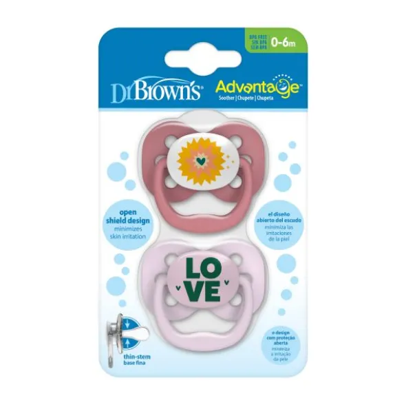Dr. Brown's Advantage Fopspeen Fase 1 Roze 2 Stuks