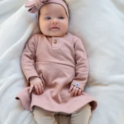 Klein Baby Jurk Rib - maat 50 - Fawn