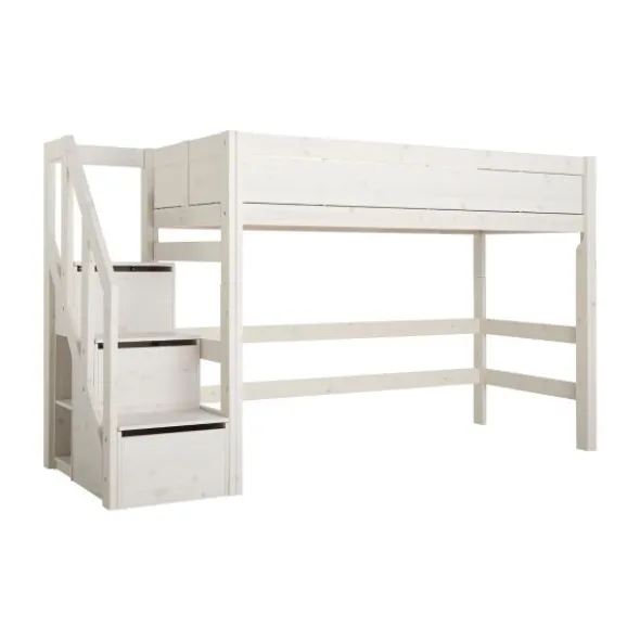 LIFETIME Kidsrooms Hoogslaper Met Trapkast Whitewash