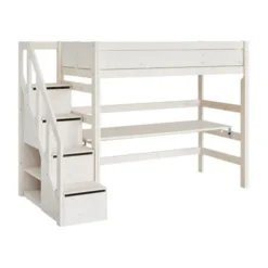 LIFETIME Kidsrooms Hoogslaper Met Trapkast Luxe Whitewash