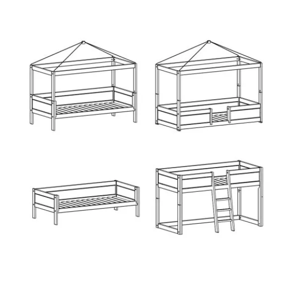 LIFETIME Kidsrooms 4 in 1 Hemelbedcombinatie Luxe Wit Gelakt