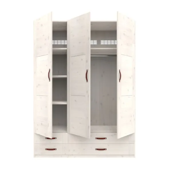 LIFETIME Kidsrooms Kledingkast 3-Deurs - 4 Laden - White Wash