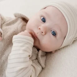 Little Dutch Stripe Lange Mouw Overslag Romper - Maat 44 - Soft Beige