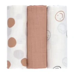 Lässig Swaddle Doek (3 stuks) 85 x 85 cm - Tiny Smile - Maple