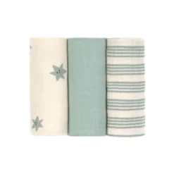 Lässig Tiny Team Swaddle & Burp Doeken - 3 Stuks - 60 x 60 cm - Granite Green