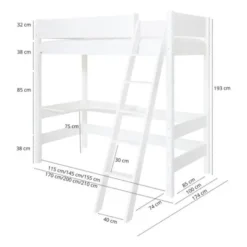 Manis-h GRETE Combi Hoogslaper Met Schuine Ladder - 90 x 200 cm