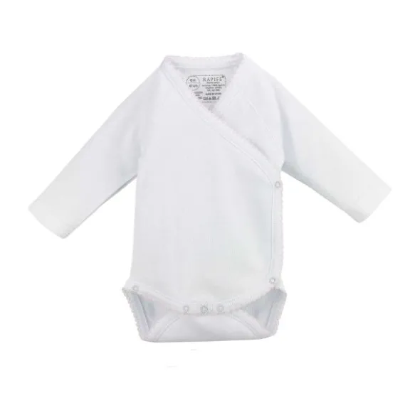 Rapife Overslagromper Lange Mouw Met Sierrand White Mt. 50