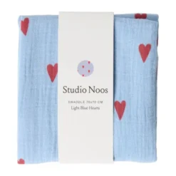 Studio Noos Swaddle - Light Blue Hearts - 70x70 cm