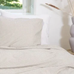 Town & Country Gingham Dekbedovertrek - 140 x 220 cm - Taupe