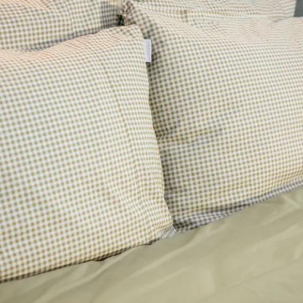 Town & Country Gingham Dekbedovertrek - 140 x 220 cm - Olive