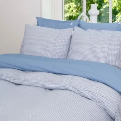 Town & Country Gingham Dekbedovertrek - 140 x 220 cm - Old Blue