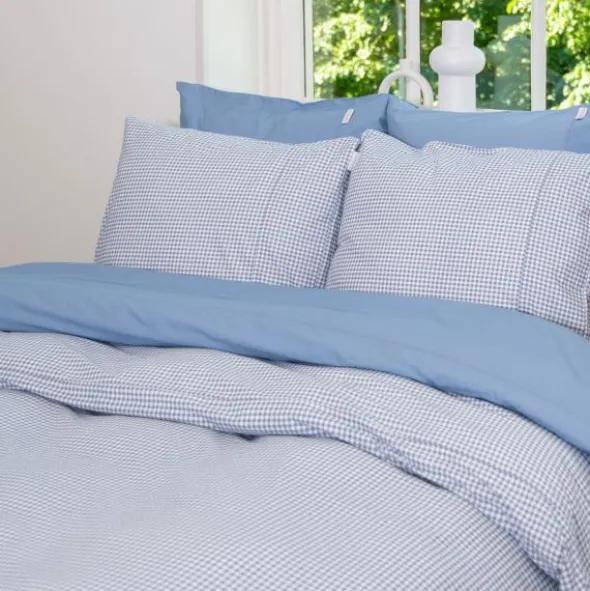 Town & Country Gingham Dekbedovertrek - 140 x 220 cm - Old Blue