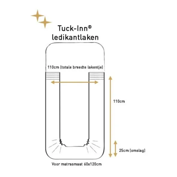 Witlof For Kids Plooien Tuck-Inn Ledikantlaken - 60 x 120 cm - Wit